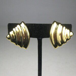 Napier Earrings CLIP ON Goldtone Vintage 90s 80s Estate Triangle Modern